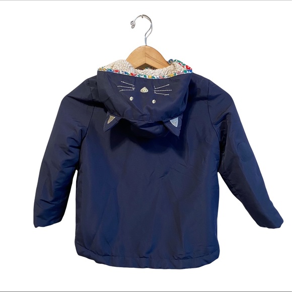 Mini Boden Navy Blue Hooded Sherpa-Lined Anorak Cat Jacket Size: 5-6 Youth - Picture 5 of 8